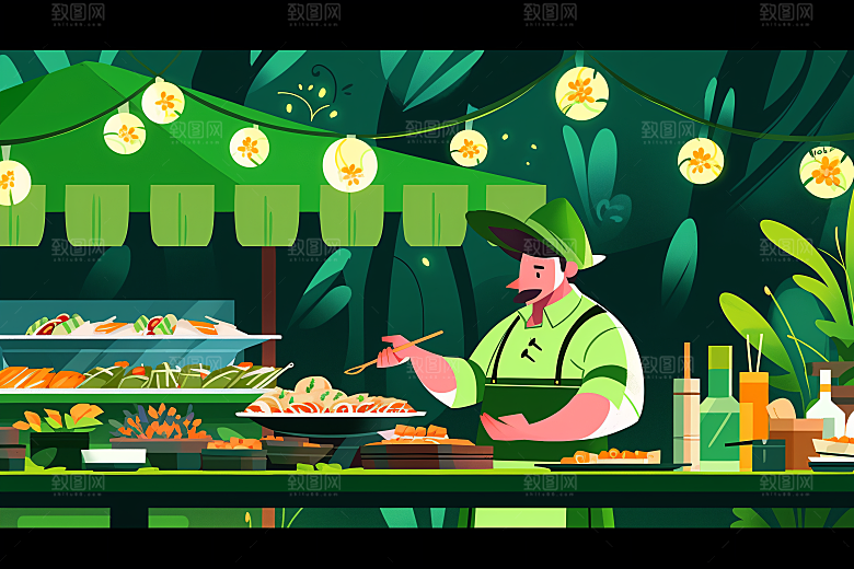 扁平风工人肖像卡通手绘插画