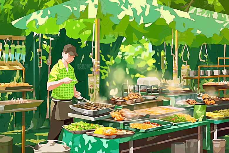 扁平风工人肖像简约彩色插画