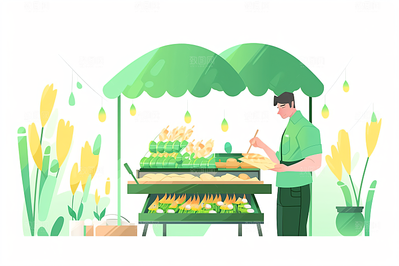 扁平风工人肖像休闲高清插画