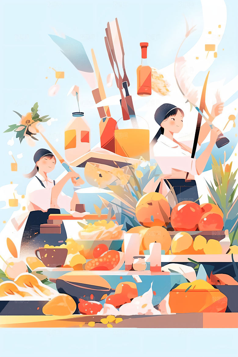 扁平风工人肖像彩色工作插画