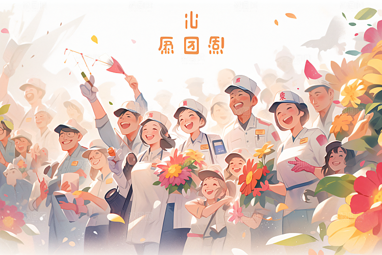 扁平风工人肖像劳动节休闲插画