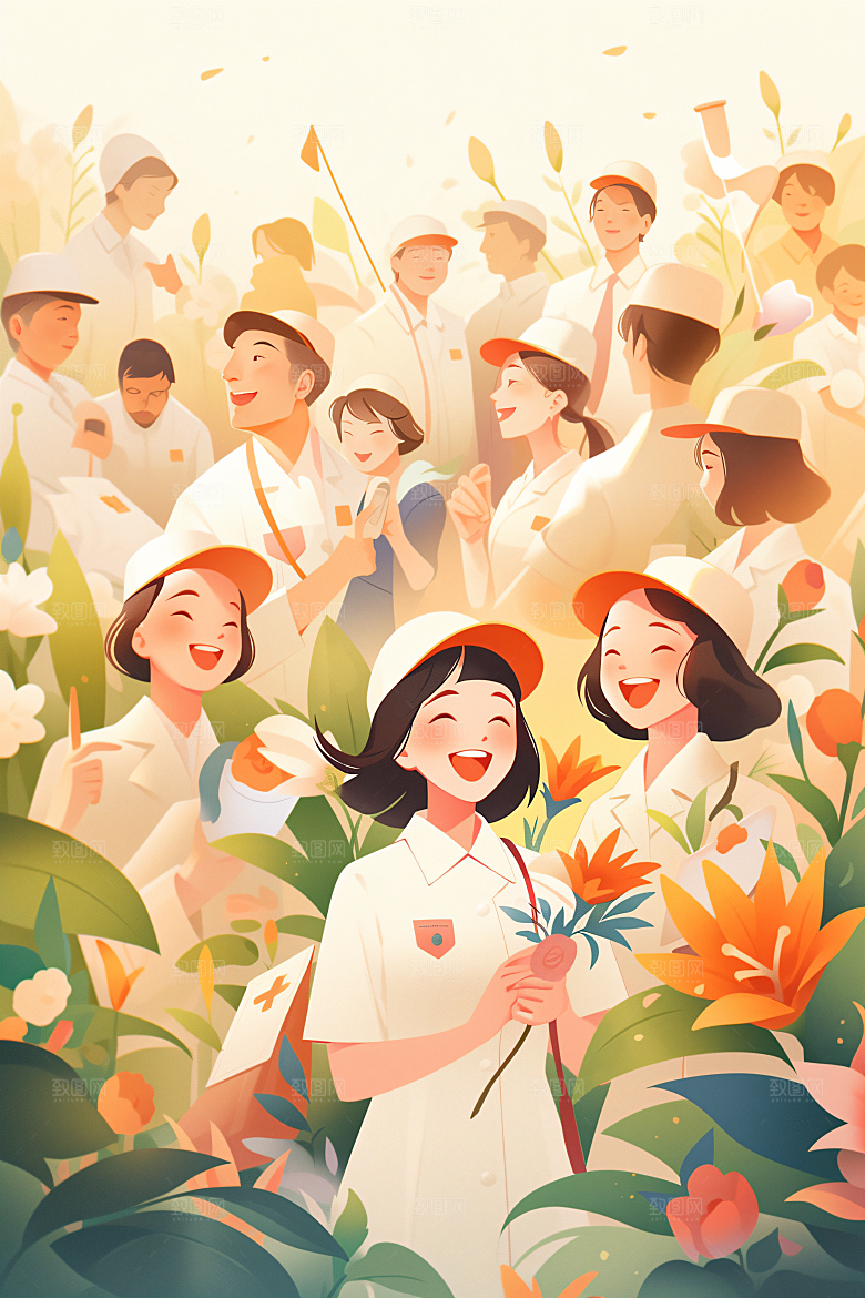 扁平风工人肖像彩色高清插画