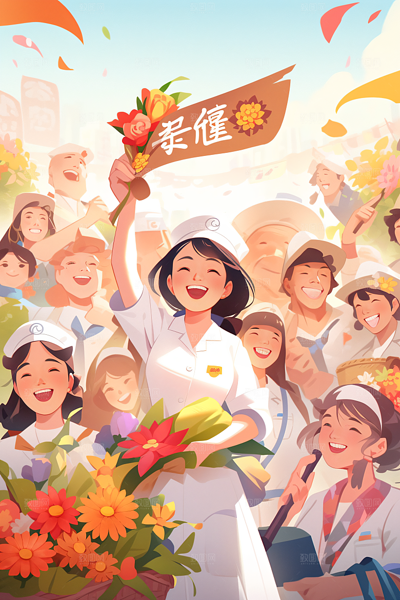 扁平风工人肖像劳动节致敬劳动者插画