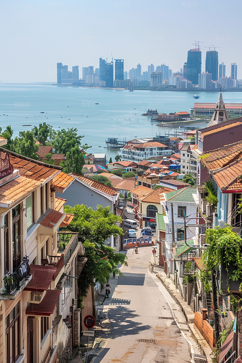 厦门旅游高清海边城市摄影图