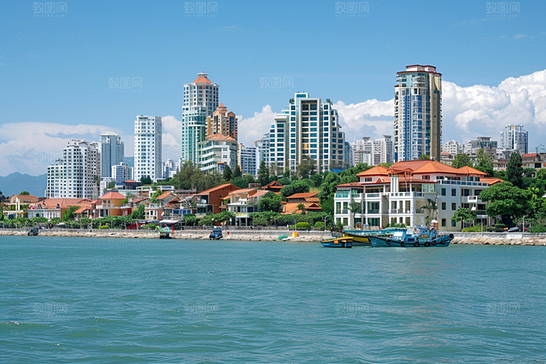 厦门旅游海边城市都市漫步摄影图