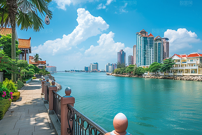 厦门旅游目的地海边城市摄影图
