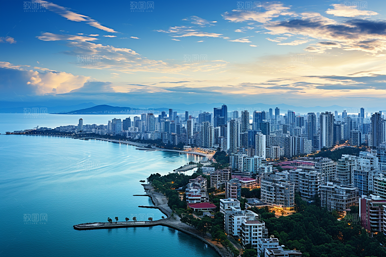 厦门旅游海边城市地标摄影图