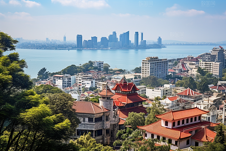 厦门旅游都市漫步海边城市摄影图