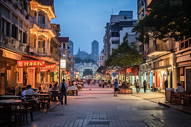 厦门旅游海边城市都市漫步摄影图