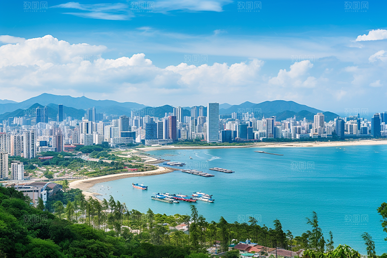 厦门旅游地标海边城市摄影图