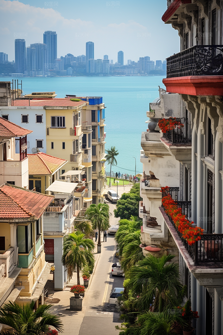厦门旅游海边城市风光摄影图