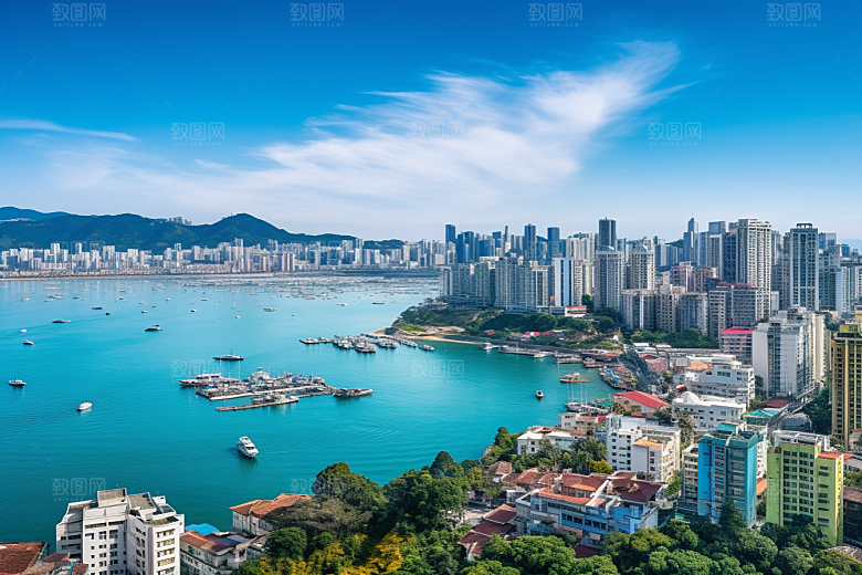 厦门旅游海边城市城市摄影图