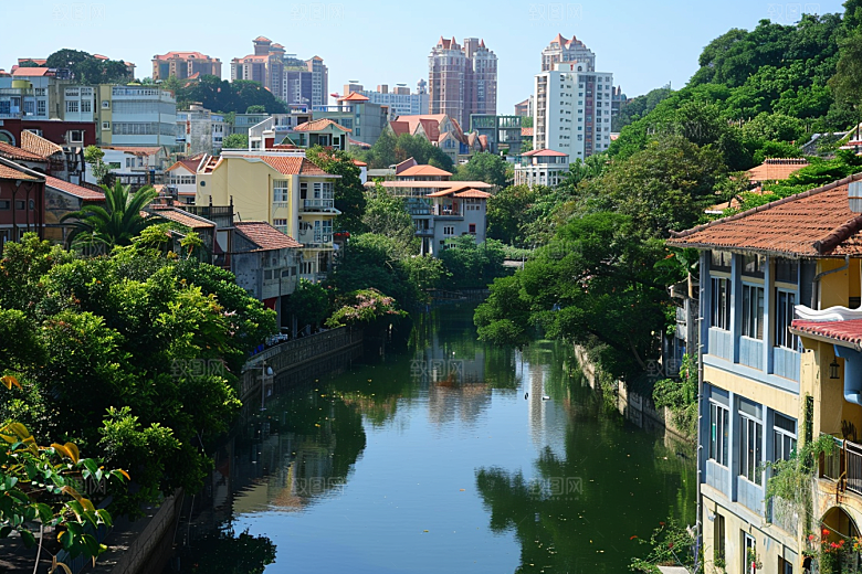 厦门旅游海边城市风光摄影图