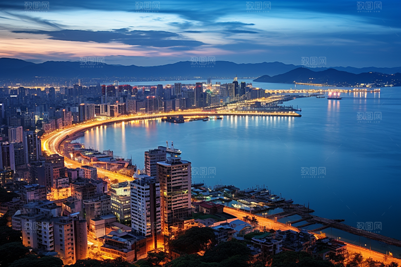 厦门旅游自由行海边城市摄影图