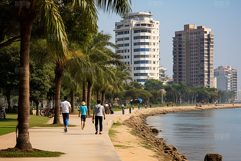 厦门旅游citywalk海边城市摄影图