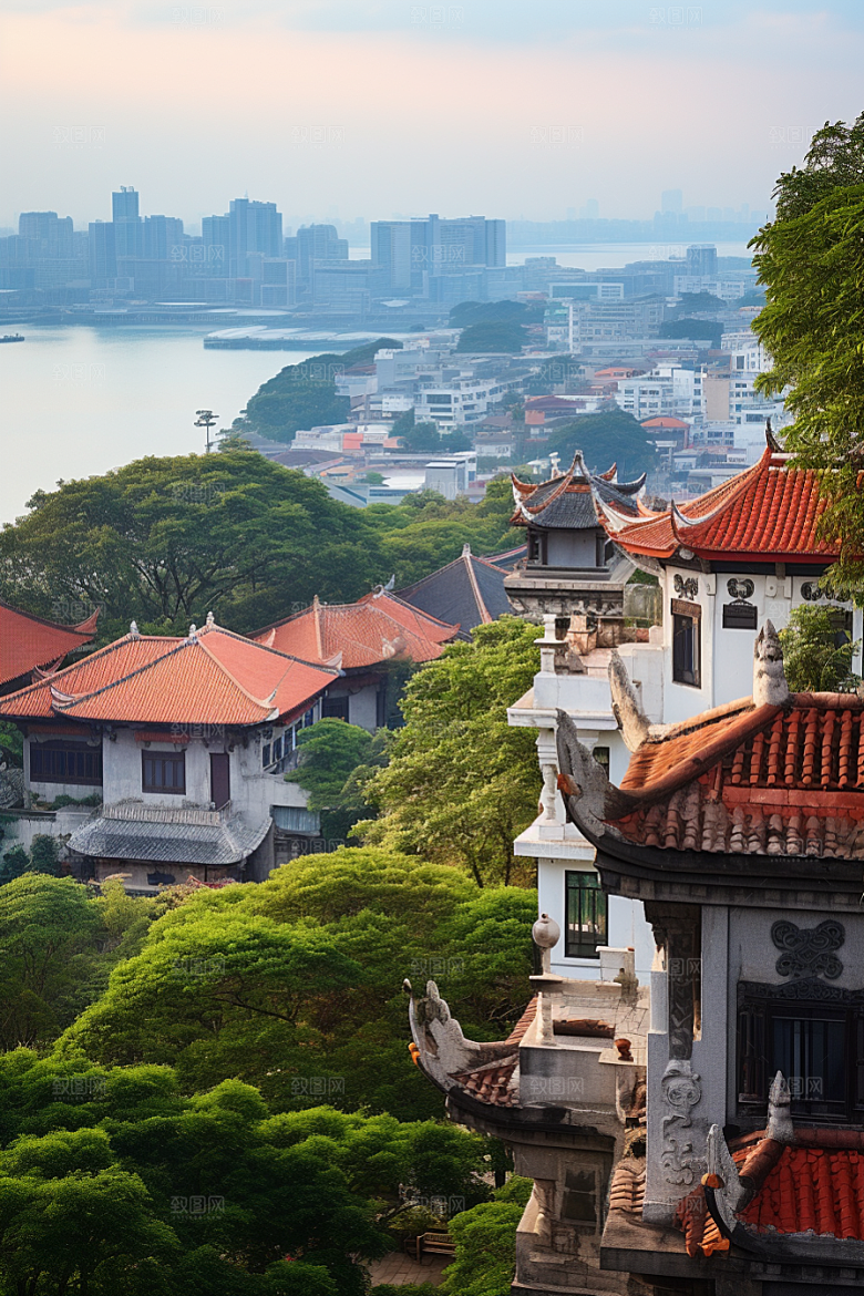 厦门旅游海边城市地标摄影图