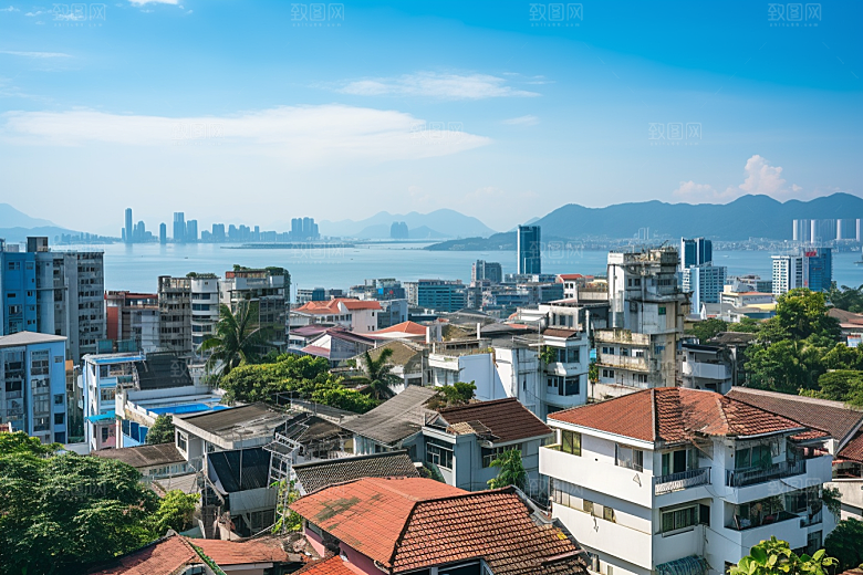 厦门旅游海边城市风光摄影图