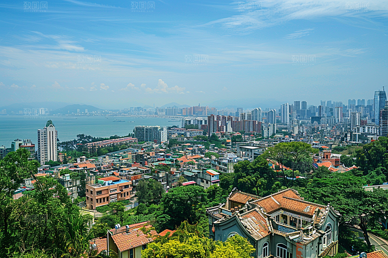 厦门旅游地标海边城市摄影图