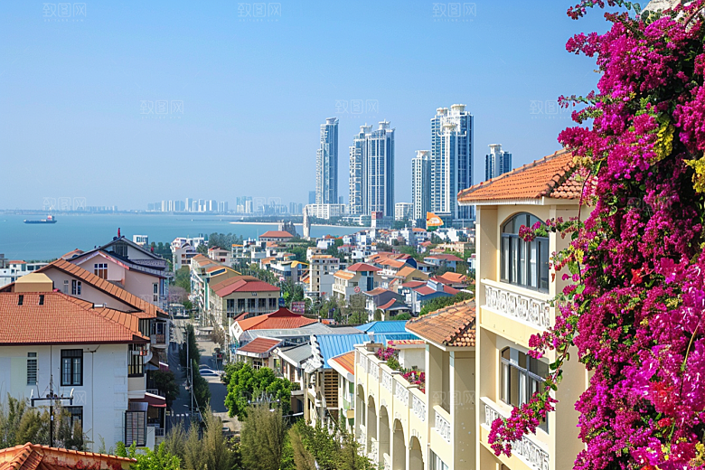 厦门旅游目的地海边城市摄影图