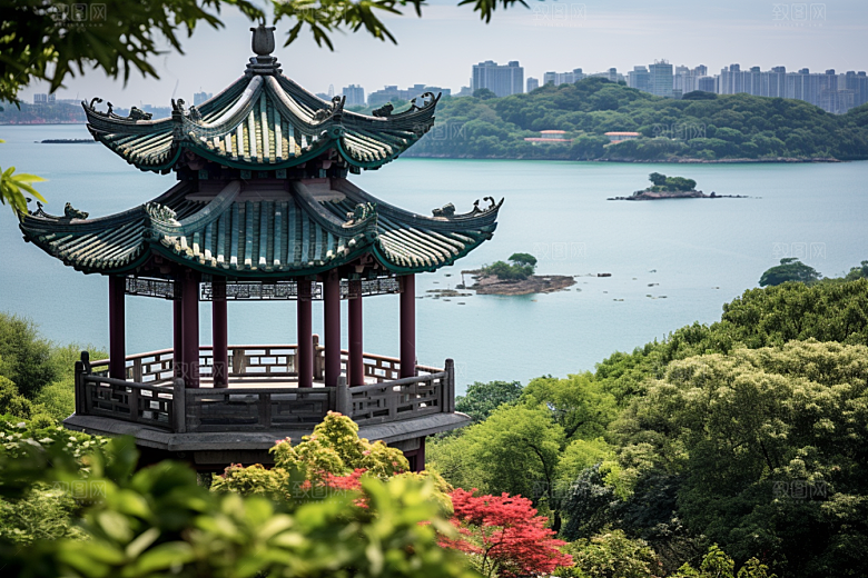 厦门旅游海边城市都市漫步摄影图