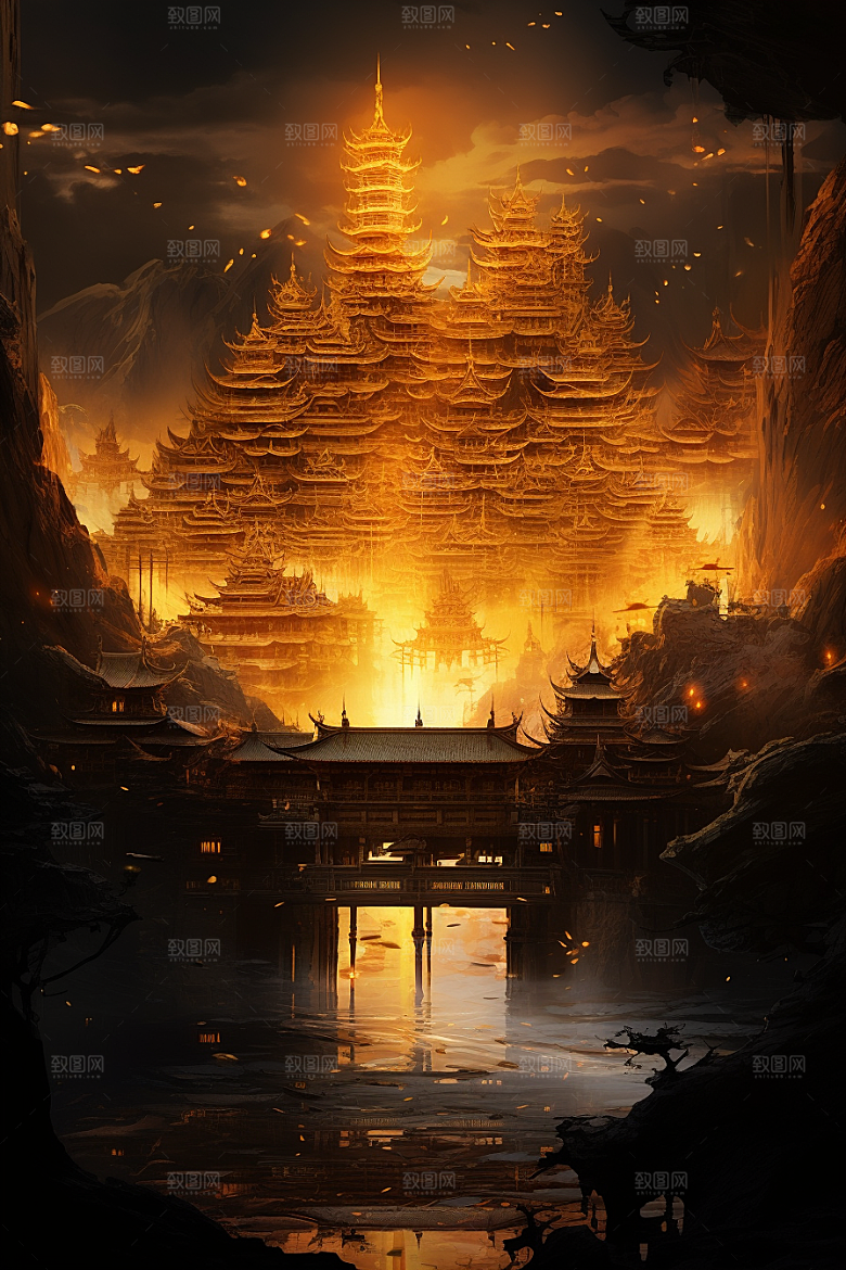 金色现代都市高清科技感原画