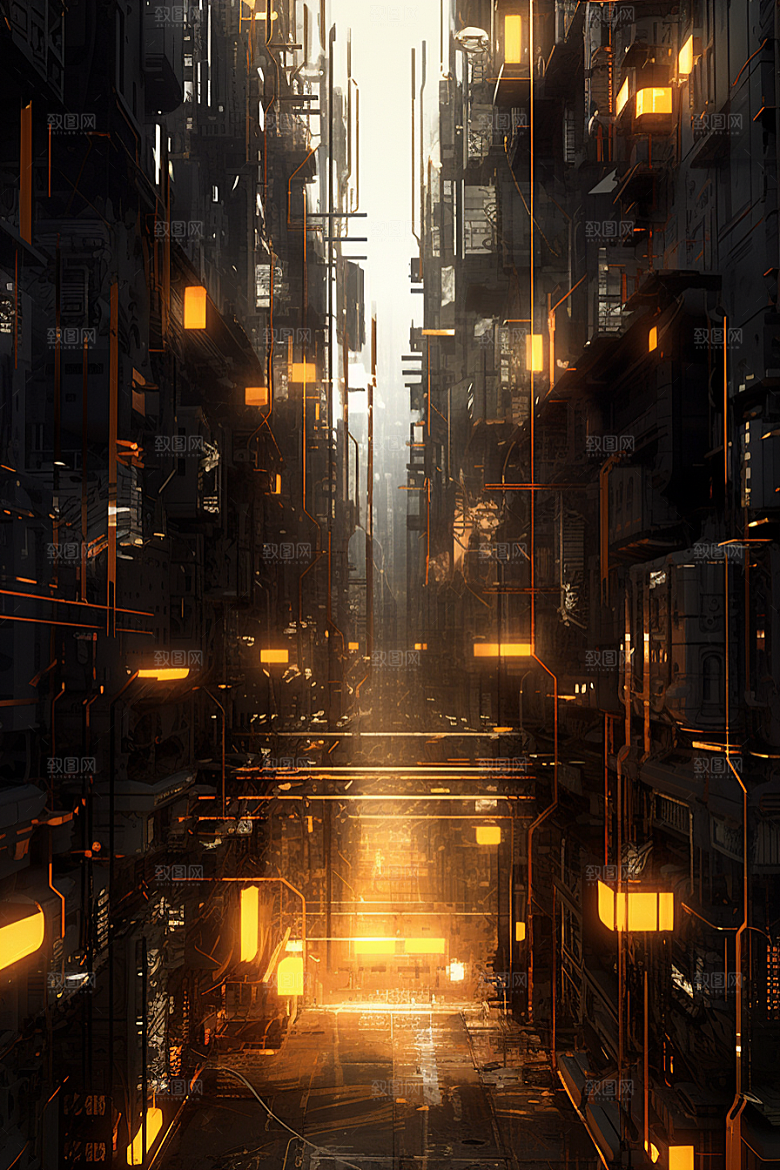 金色现代都市未来科技感原画