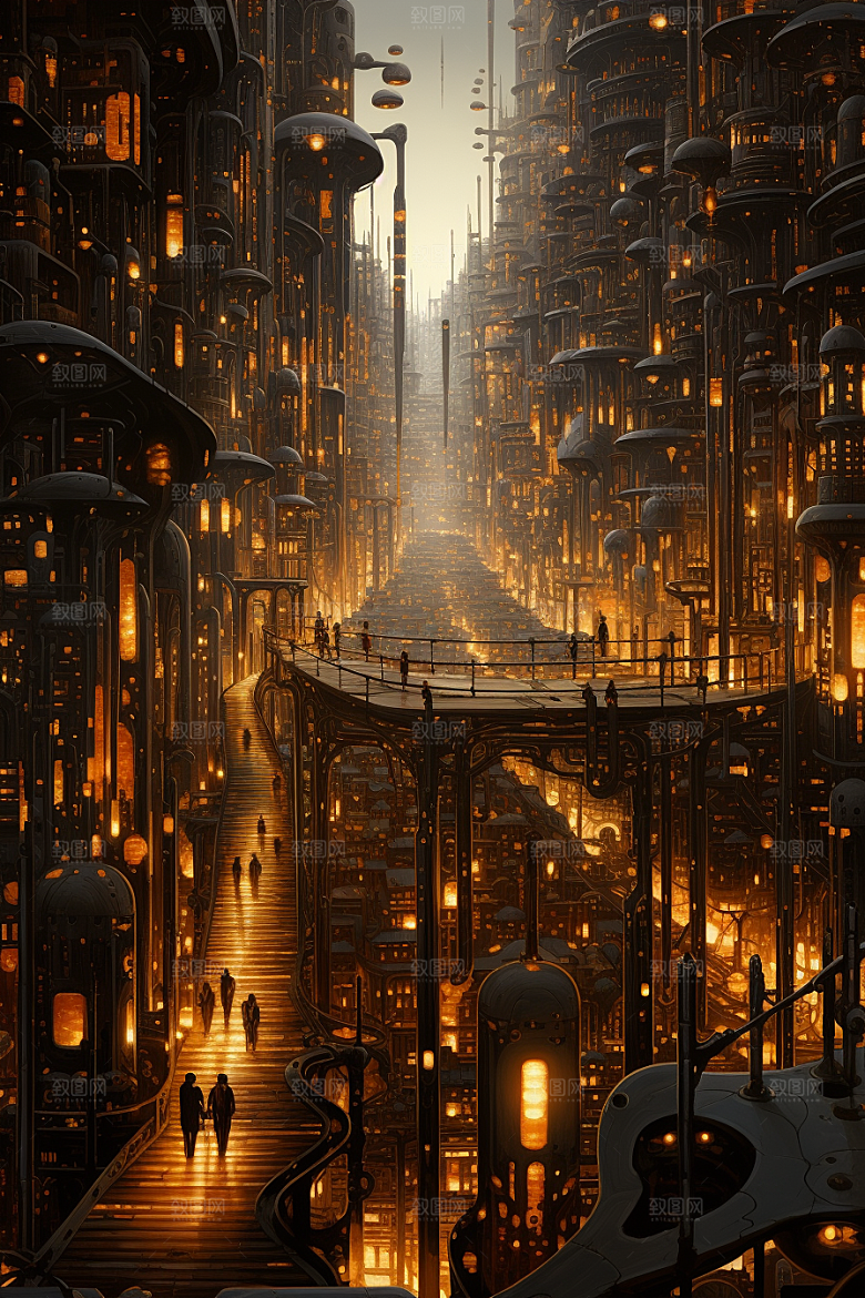 金色现代都市未来高清原画