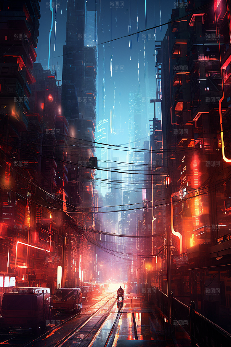金色现代都市未来城市原画