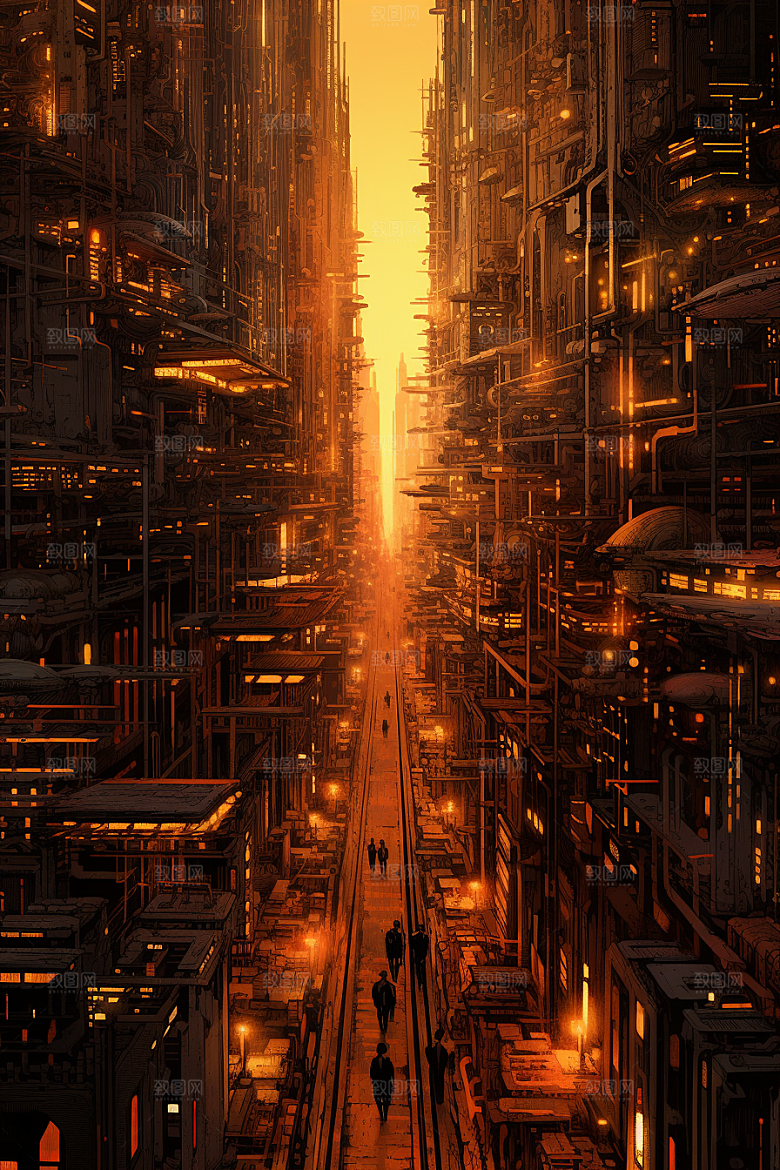 金色现代都市未来动画原画