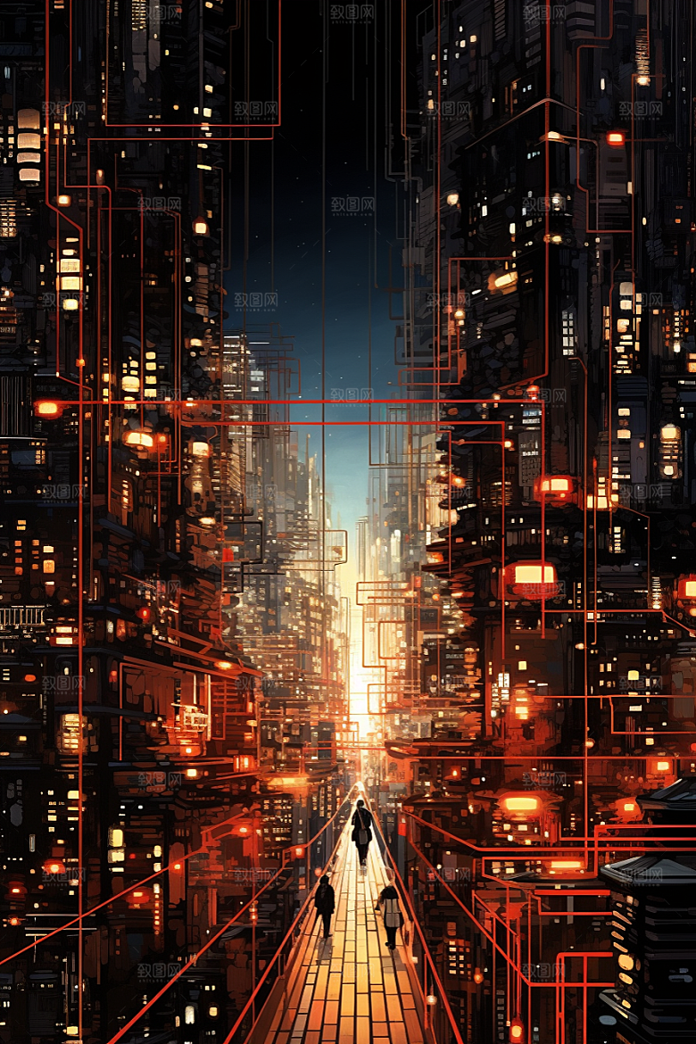 金色现代都市城市科幻原画