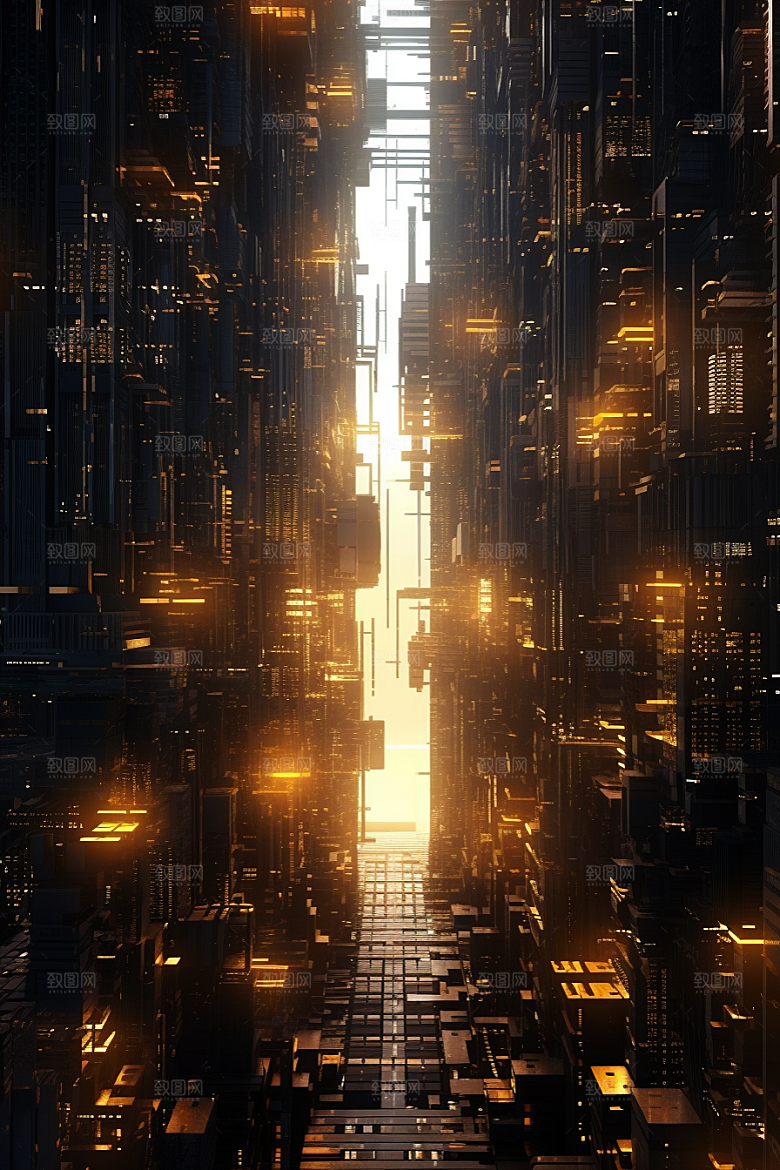 金色现代都市游戏光影原画