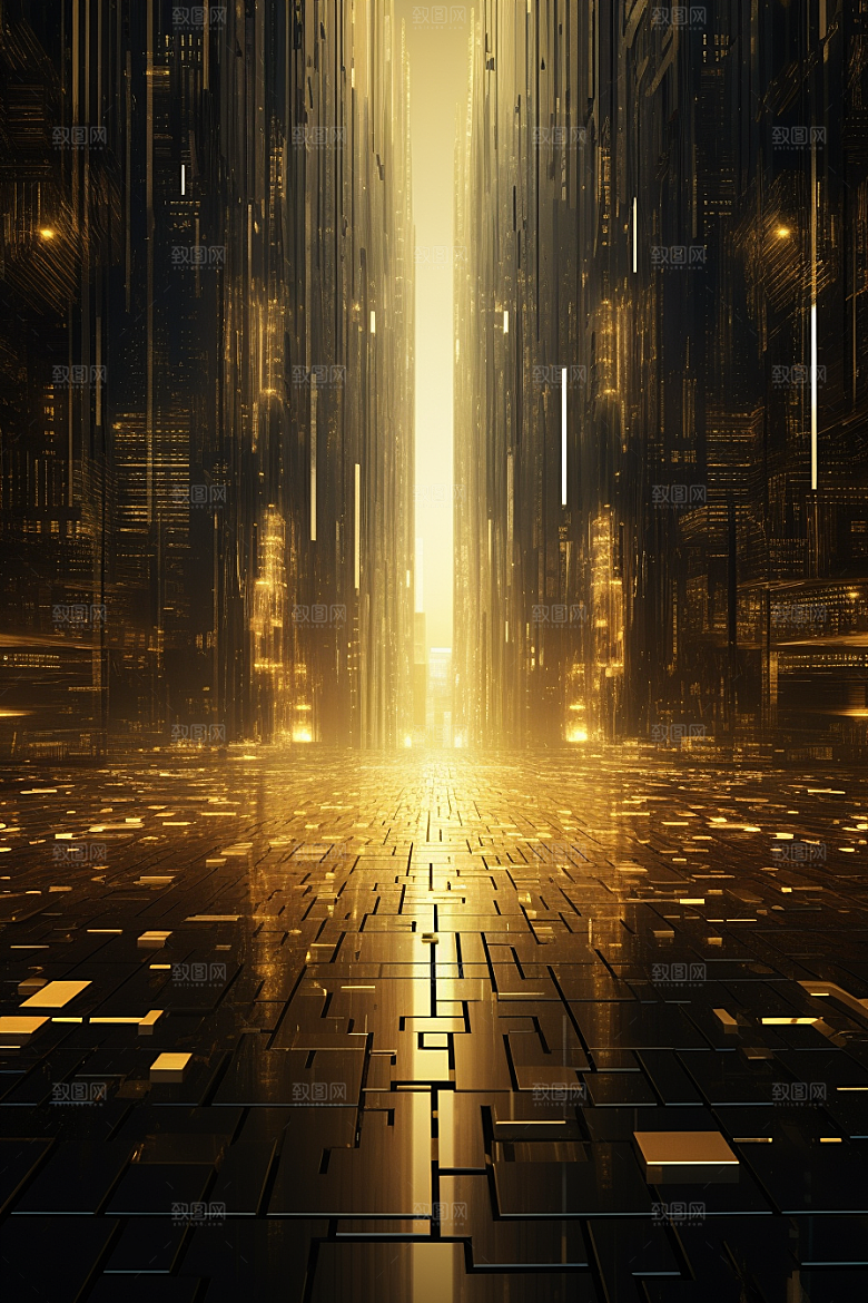 金色现代都市城市高清原画