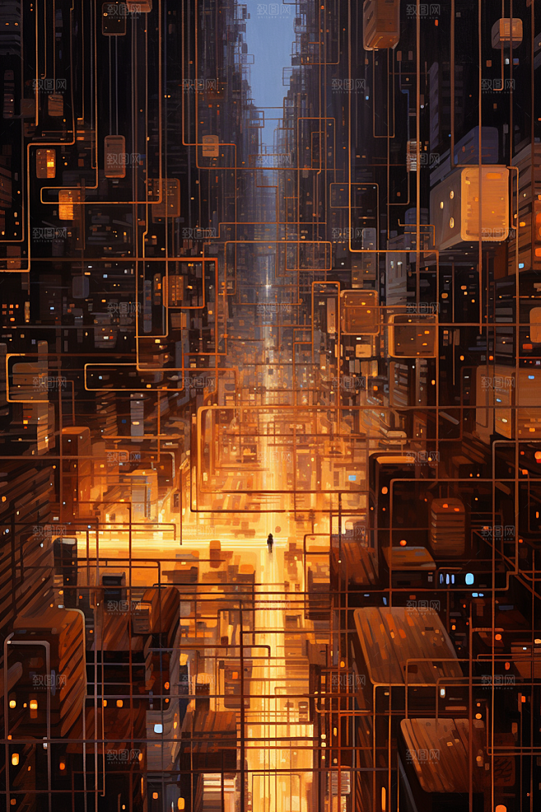 金色现代都市游戏科幻原画