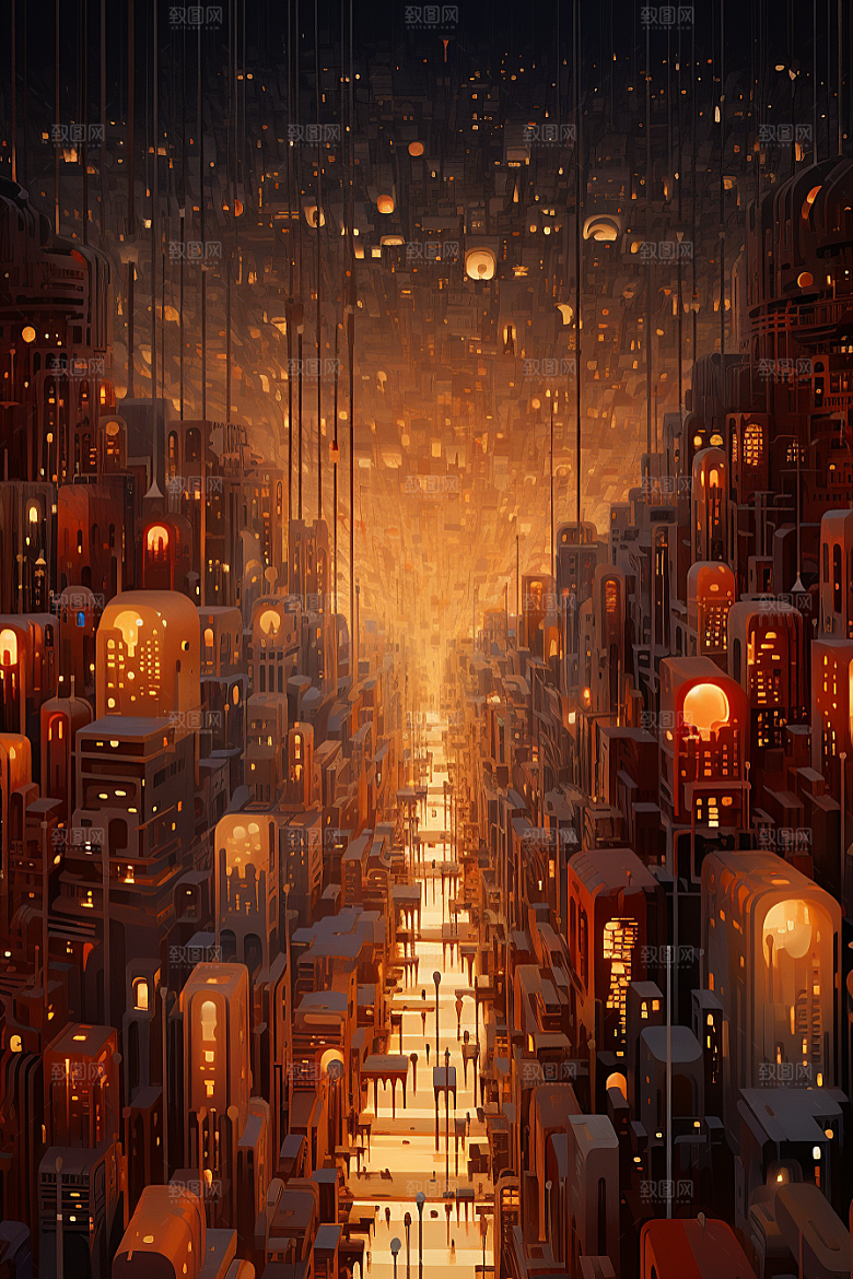 金色现代都市城市动画原画