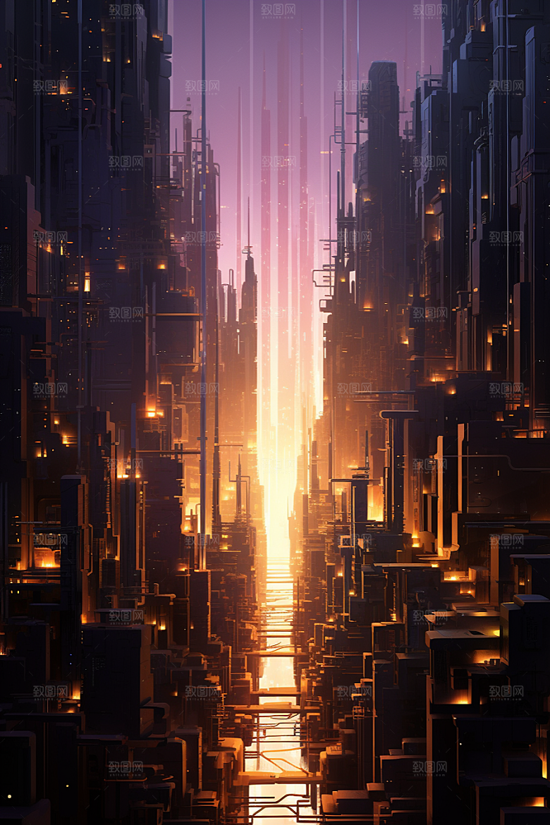 金色现代都市未来高清原画