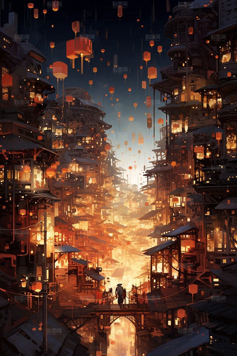 金色现代都市光影动画原画