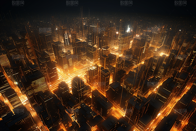金色现代都市城市高清原画