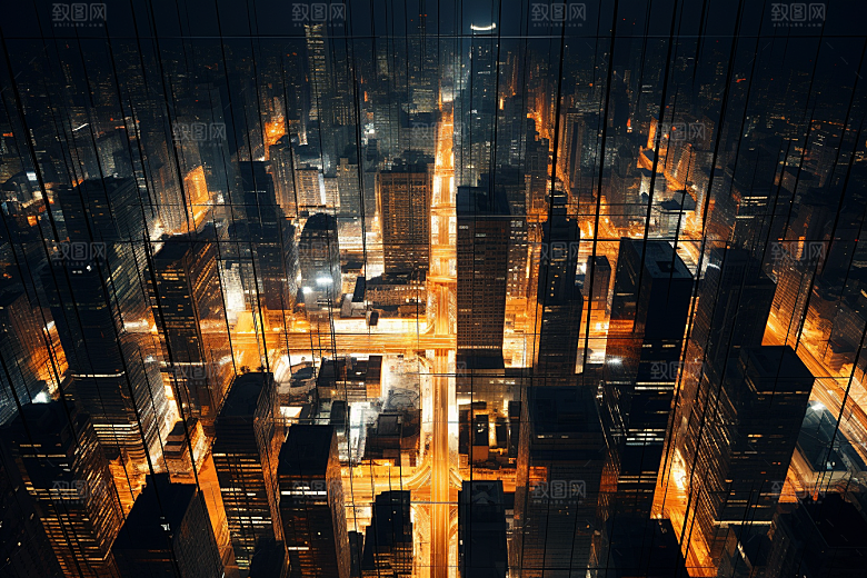 金色现代都市游戏建筑原画
