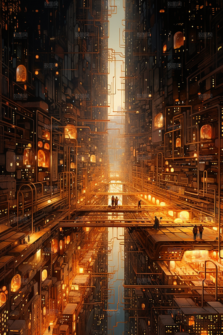 金色现代都市城市高清原画