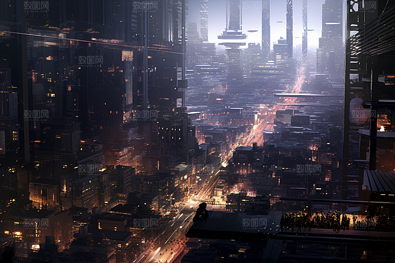 金色现代都市科技感高清原画