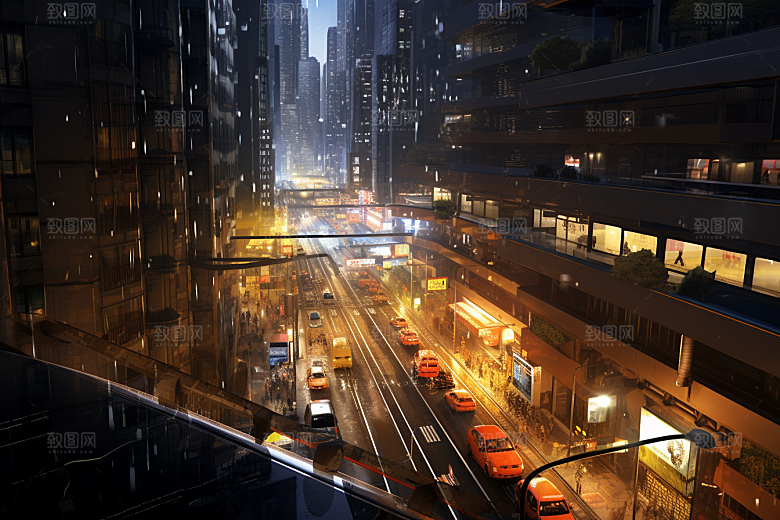 金色现代都市高清科技感原画