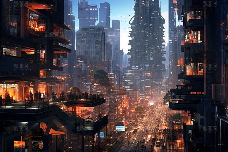 金色现代都市未来高清原画