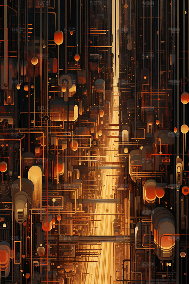 金色现代都市游戏科幻原画