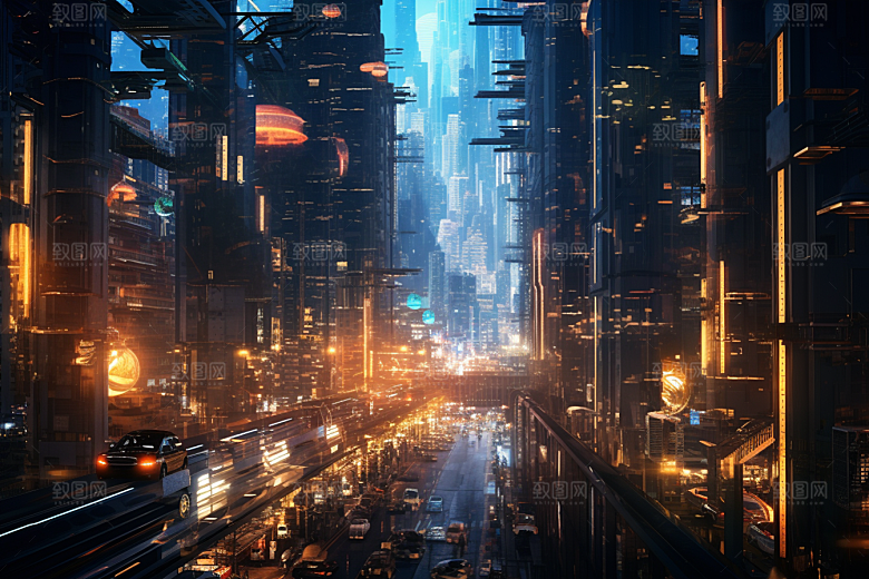 金色现代都市城市科幻原画