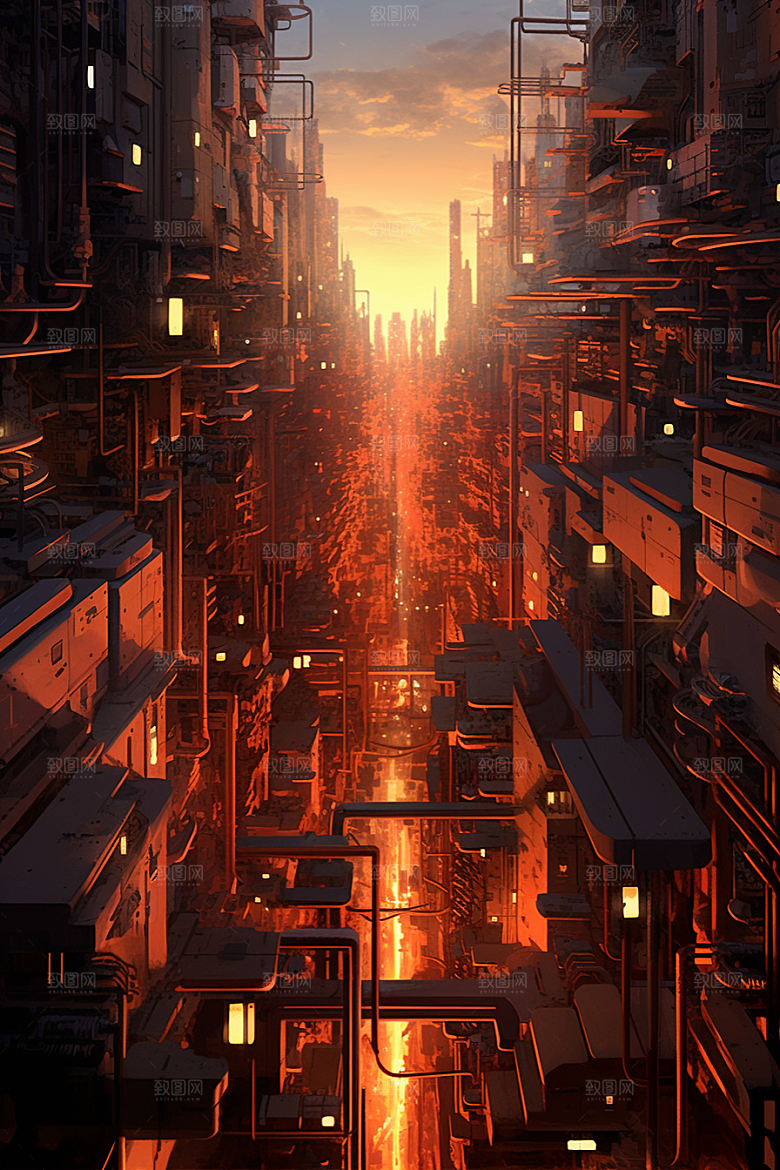 金色现代都市城市科幻原画