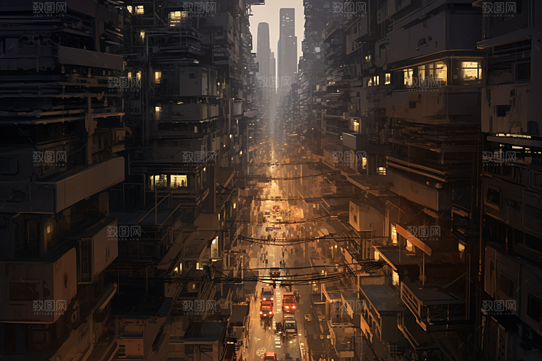 金色现代都市未来游戏原画