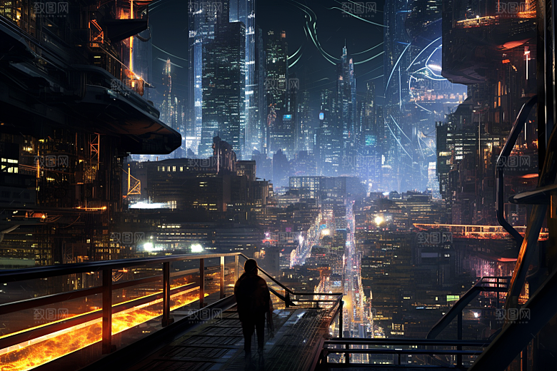 金色现代都市光影游戏原画