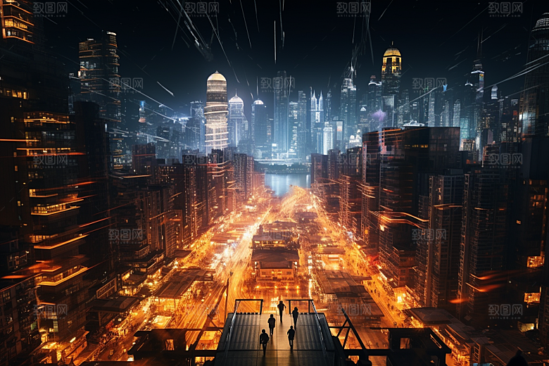 金色现代都市未来科幻原画