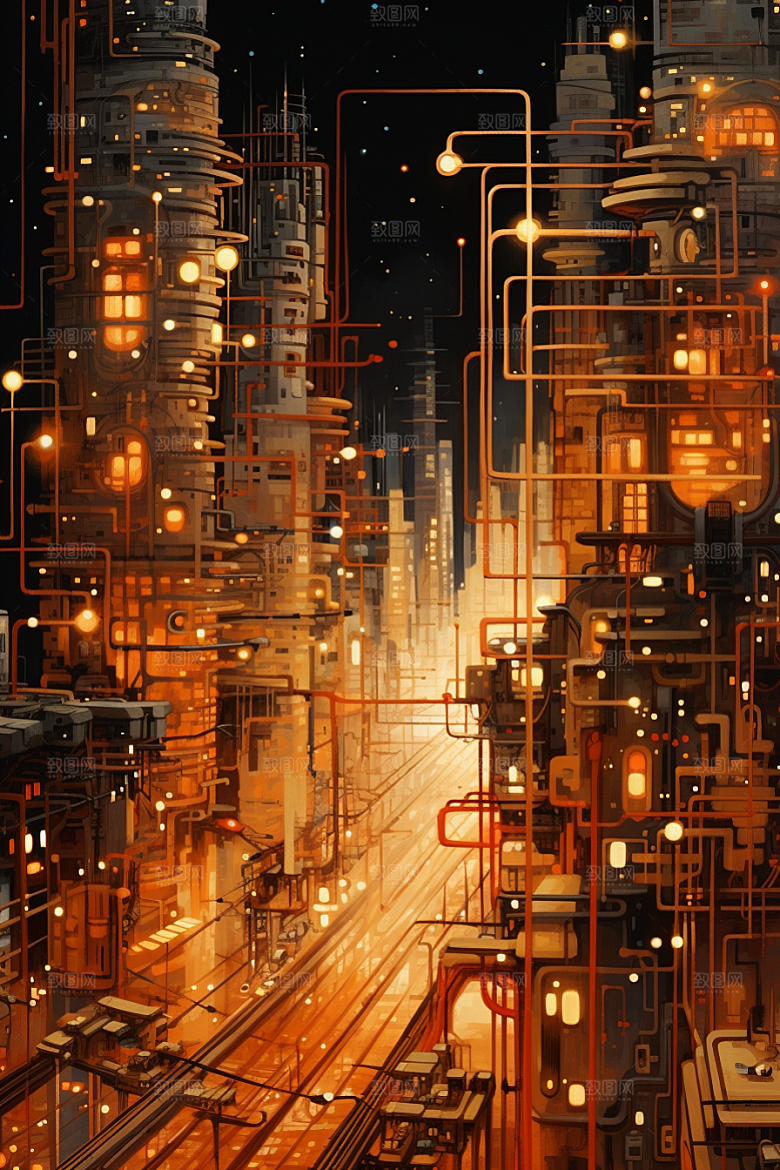 金色现代都市动画科幻原画