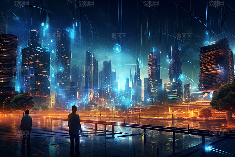 金色现代都市高清科技感原画